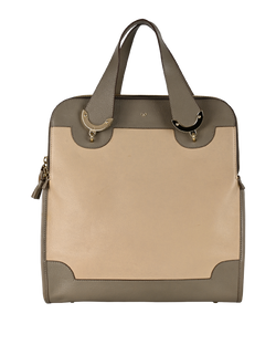 Seymour Vertical Tote, Leather, Beige/Grey, MII, 2*
